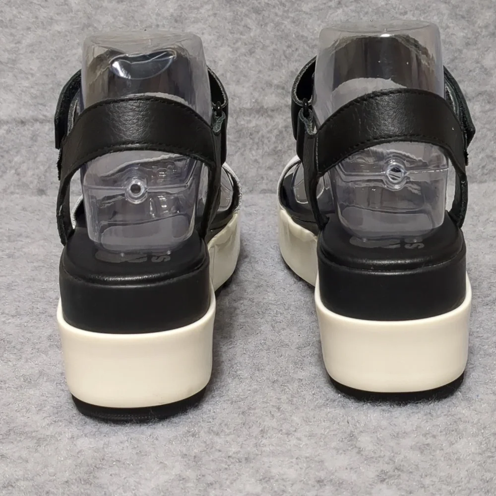 Sorel Cameron Flatform Platform Sandals White Black Colorblock Women's US Size 7 - Picture 4 of 8